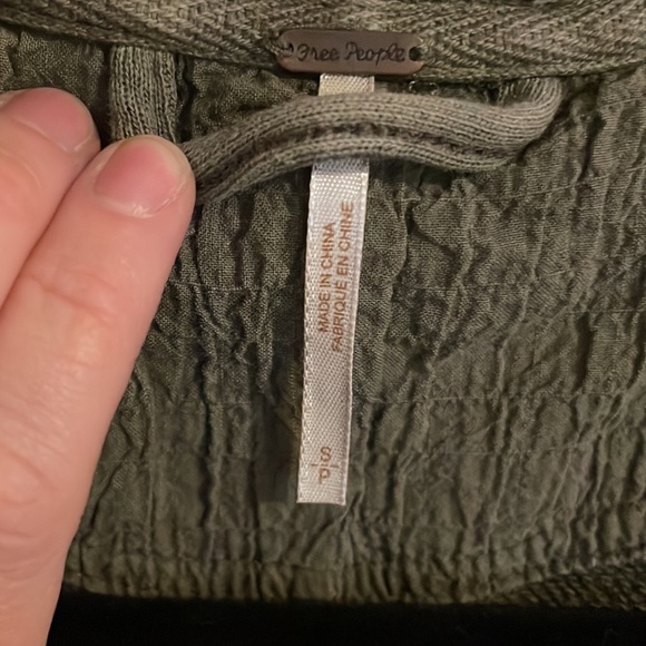 Free People army green sweatshirt coat - Picture 2 of 3